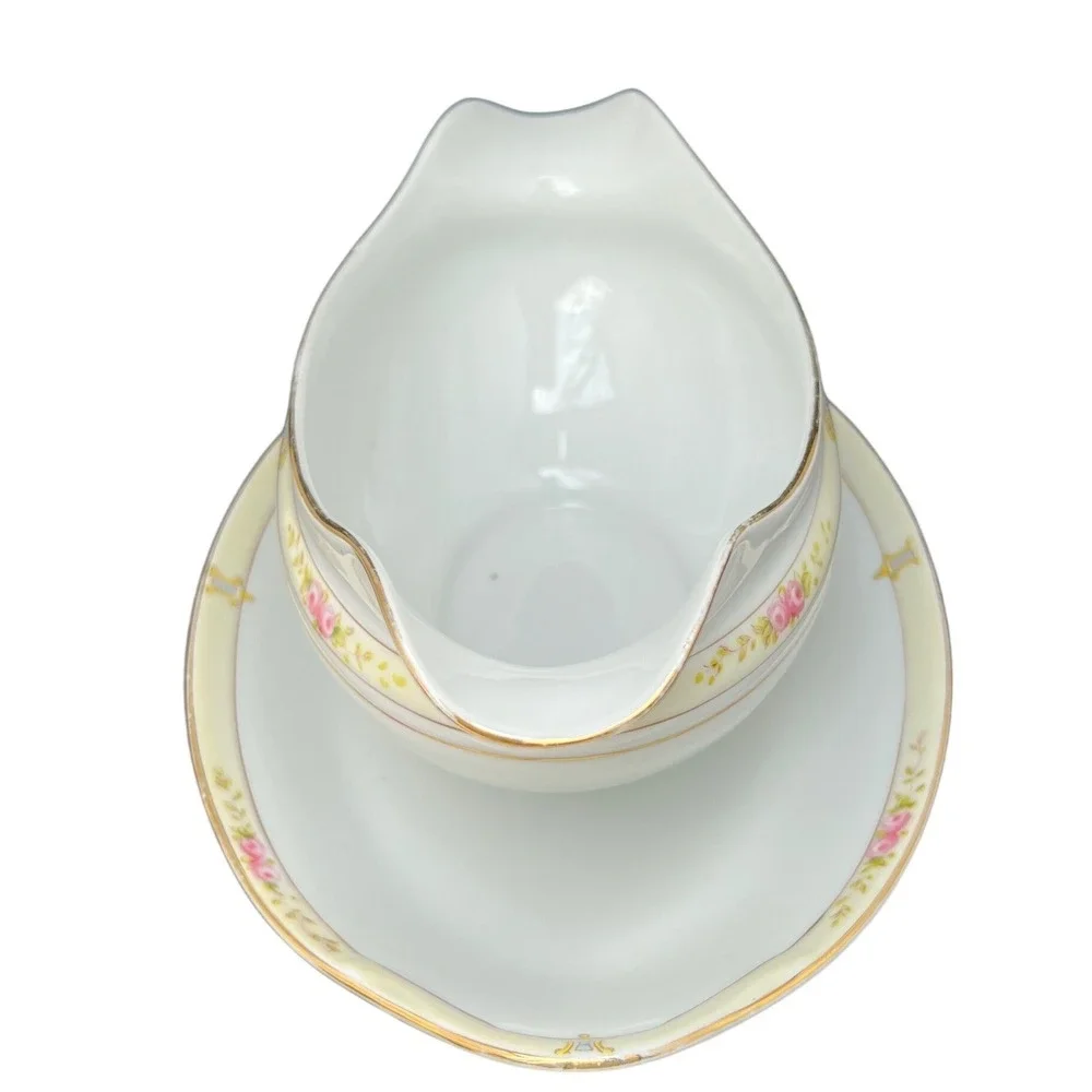 Gravy Boat Noritake Havana Underplate Floral Gold Trim China Vintage Kitchen